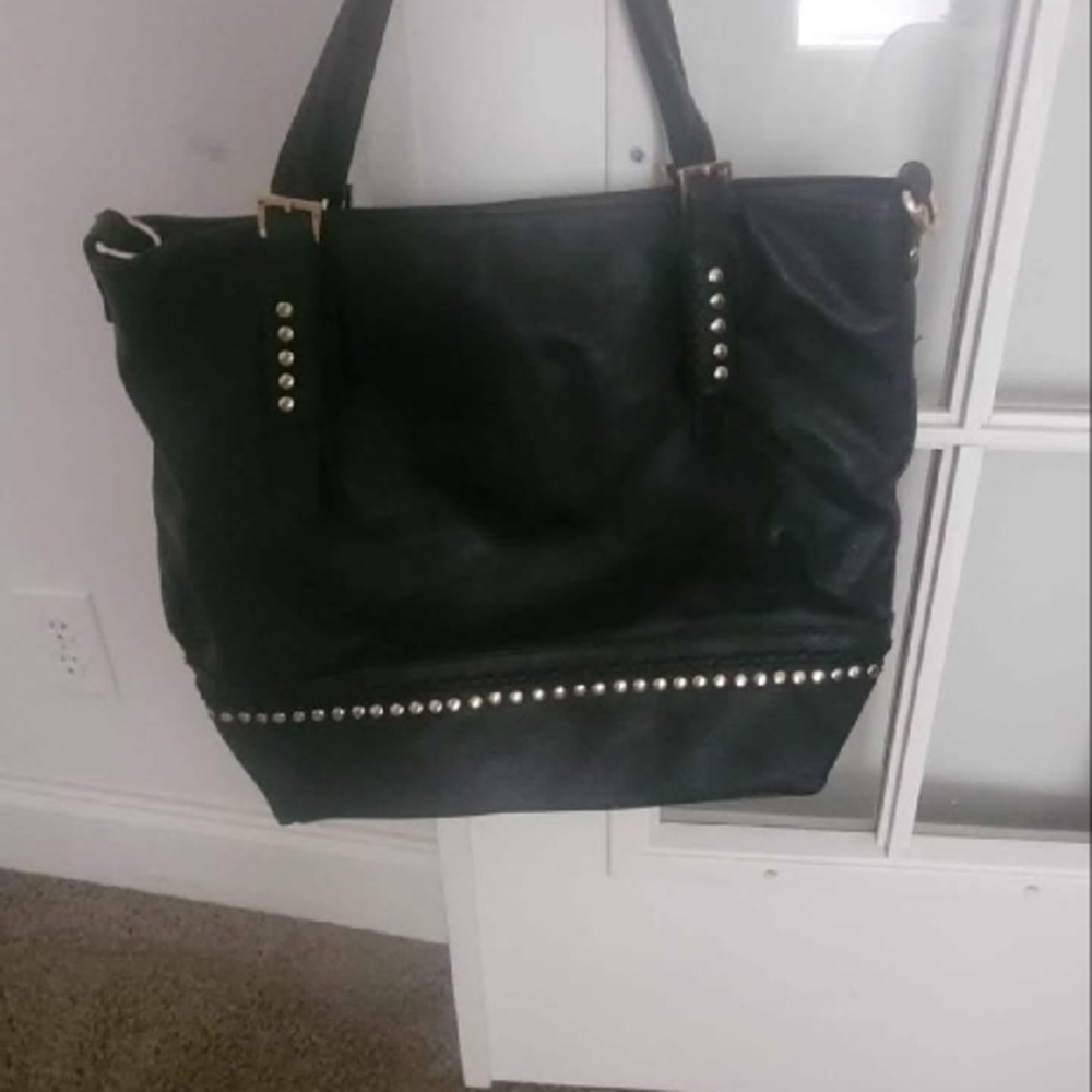 Black Studded Tote Bag